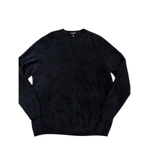 Autumn Cashmere Black 100% Pure Cashmere Fuzzy Crewneck Sweater Womens XXL